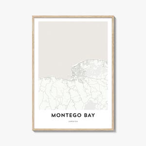 Karte von Montego Bay Print, Montego Bay Karte Geschenk, Montego Bay Poster, Stadt Karte Kunstwerk für Zuhause & für das Büro, Jamaika