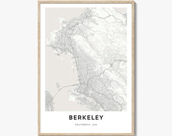 Berkeley Map Poster Print, Bay Area Wall Art, California Decor, Alameda County City Street