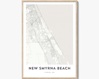 New Smyrna Beach Map Poster Print, Florida Wall Art, USA Decor, Volusia County City