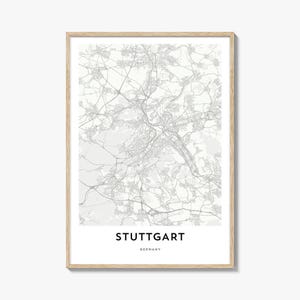 Map of Stuttgart Print, Stuttgart Map Gift, Stuttgart Poster, City Map Artwork for Home & Office, Germany