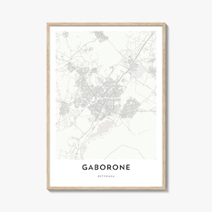 Map of Gaborone Print, Gaborone Map Gift, Gaborone Poster, City Map Artwork for Home & Office, Botswana