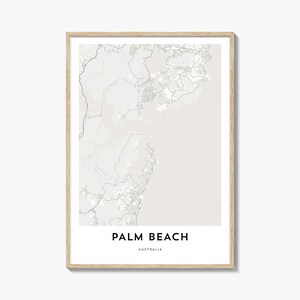 Map of Palm Beach Australia Print, Palm Beach Map Gift, Palm Beach Poster, City Map Artwork for Home & Office,