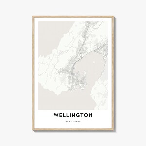 Impression de carte de Wellington, cadeau de carte de Wellington, affiche de Wellington, oeuvre d'art de plan de ville pour la maison et le bureau, Nouvelle-Zélande