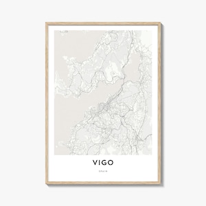 Impresión del mapa de Vigo, regalo del mapa de Vigo, póster de Vigo, obra de arte del mapa de la ciudad para el hogar y la oficina, España