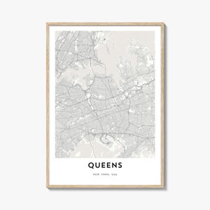 Map of Queens Print, Queens Map Gift, Queens Poster, City Map Artwork for Home & Office, New York