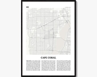 Stadtplan von Cape Coral, Zeitungsposter, Wanddekoration für Städtereisen