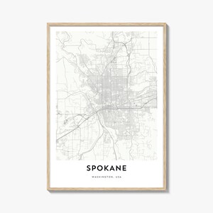Spokane Karte Poster, Spokane Karte Geschenk, Spokane Poster, Stadt Karte Kunstwerk für Zuhause & für das Büro, Washington