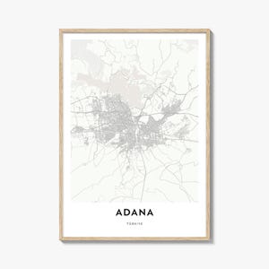 Impresión del mapa de Adana, regalo del mapa de Adana, póster de Adana, obra de arte del mapa de la ciudad para el hogar y la oficina, Turquía