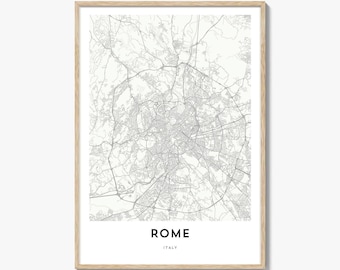 Rome Map Poster Print, Roma Wall Art, Italy Decor, Lazio City Street Artwork