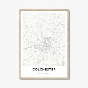 Karte von Colchester Print, Colchester Karte Geschenk, Colchester Poster, Stadt Karte Kunstwerk für Zuhause & für das Büro, Vereinigtes Königreich
