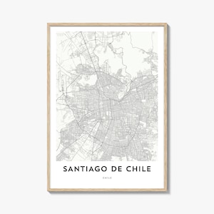 Santiago de Chile Landkarte Poster, Santiago de Chile Geschenk, Santiago de Chile Poster, Stadt Karte Kunstwerk für Heim & Büro, Chile