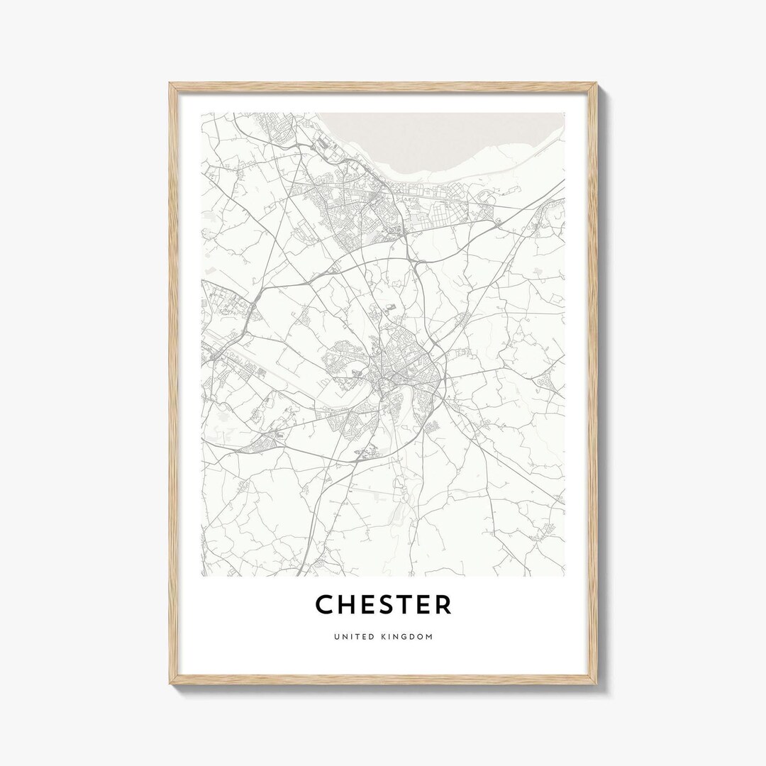 Chester Map Poster Print, Cheshire Wall Art, England Decor, United ...
