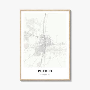 Impressão de mapa de Pueblo, presente de mapa de Pueblo, pôster de Pueblo, arte de mapa da cidade para casa e escritório, Colorado