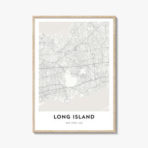 Stampa mappa di Long Island, regalo mappa di Long Island, poster di Long Island, opera d&#39;arte mappa della città per casa e ufficio, New York