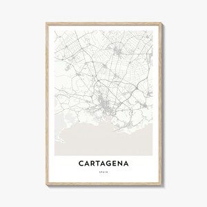 Impresión del mapa de Cartagena España, regalo del mapa de Cartagena, póster de Cartagena, obra de arte del mapa de la ciudad para el hogar y la oficina,