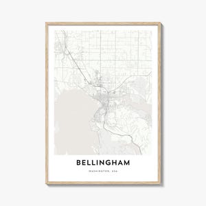 Karte von Bellingham Print, Bellingham Karte Geschenk, Bellingham Poster, Stadt Karte Kunstwerk für Zuhause & für das Büro, Washington