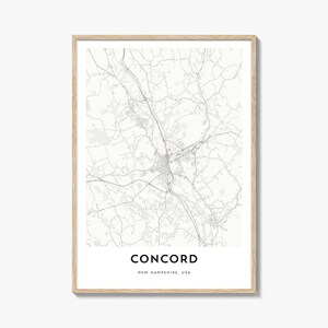 Concord New Hampshire Map Print: City Map Wall Art