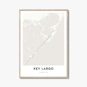Kaart van Key Largo-print, Key Largo-kaartcadeau, Key Largo-poster, kunstwerk stadsplattegrond voor thuis en op kantoor, Florida