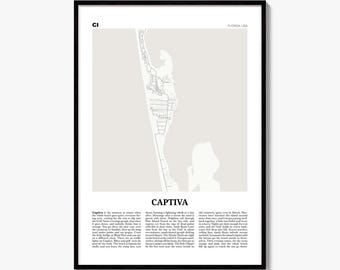 Captiva-Stadtplan-Druck, Zeitungsposter, Stadtreise-Wanddeko