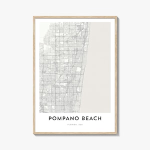 Kaart van Pompano Beach-print, Pompano Beach-kaartcadeau, Pompano Beach-poster, kunstwerk stadsplattegrond voor thuis en op kantoor, Florida