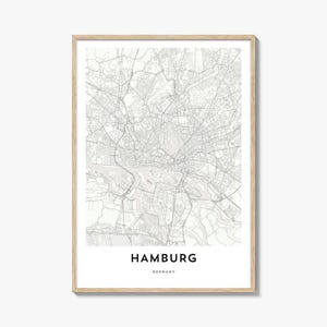 Map of Hamburg Print, Hamburg Map Gift, Hamburg Poster, City Map Artwork for Home & Office, Germany