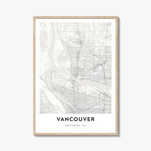 Kaart van Vancouver Washington print, Vancouver kaart cadeau, Vancouver poster, stadsplattegrond kunstwerk voor thuis en op kantoor,