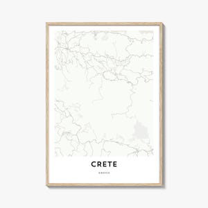 Karte von Crete Print, Crete Map Geschenk, Crete Poster, Stadt Karte Kunstwerk für Zuhause & im Büro, Griechenland