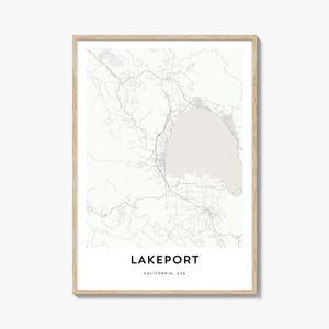Map of Lakeport Print, Lakeport Map Gift, Lakeport Poster, City Map Artwork for Home & Office, California