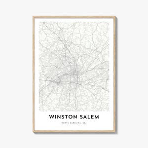 Winston Salem Map Poster Print, North Carolina Wall Art, USA Decor, City Street Artwork