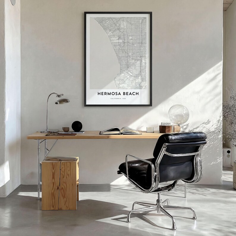 Hermosa Beach Map Poster Print, LA Wall Art, California Decor, USA City ...