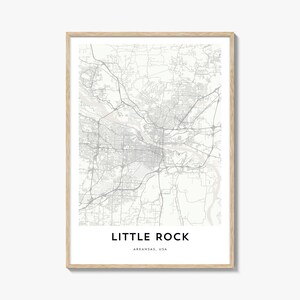Impression de carte de Little Rock, cadeau de carte de Little Rock, affiche de Little Rock, oeuvre d'art de plan de la ville pour la maison et le bureau, Arkansas
