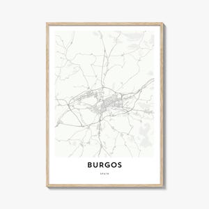 Karte von Burgos Print, Burgos Karte Geschenk, Burgos Poster, Stadt Karte Kunstwerk für Zuhause & für das Büro, Spanien