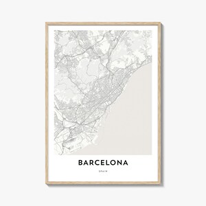 Barcelona Karte Print, Karte Barcelona Geschenk, Barcelona Poster, Stadt Karte Kunstwerk für Zuhause & für das Büro, Spanien