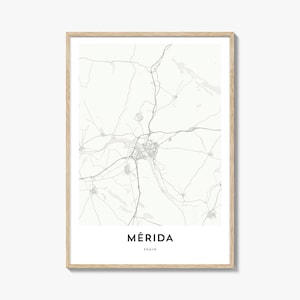 Impresión del mapa de Mérida, España, regalo del mapa de Mérida, póster de Mérida, obra de arte del mapa de la ciudad para el hogar y la oficina,