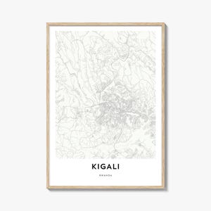 Mapa de Kigali impresso, presente de mapa de Kigali, pôster de Kigali, arte de mapa da cidade para casa e escritório, Ruanda