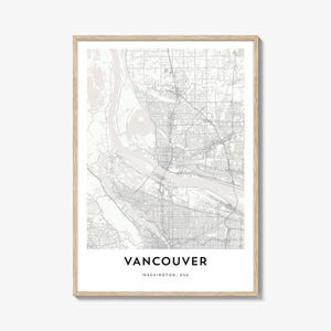 Map of Vancouver Washington Print, Vancouver Map Gift, Vancouver Poster, City Map Artwork for Home & Office,