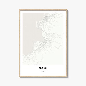 Karte von Nadi Print, Nadi Karte Geschenk, Nadi Poster, Stadt Karte Kunstwerk für Zuhause & für das Büro, Fidschi
