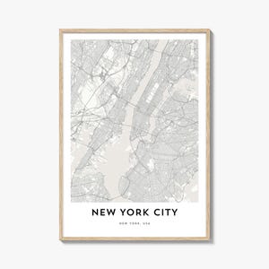 Impression de carte de la ville de New York, cadeau de carte de la ville de New York, affiche de la ville de New York, oeuvre d'art de carte de la ville pour la maison et le bureau, New York