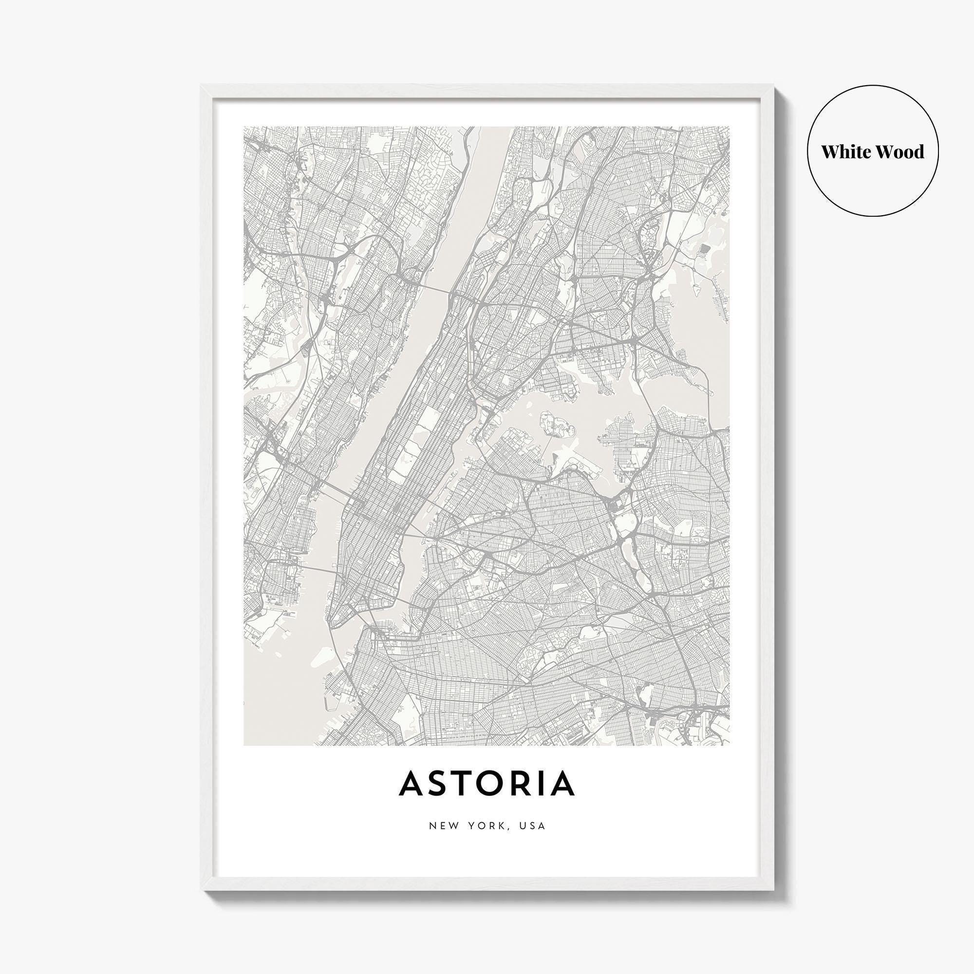 アストリアマップポスタープリント、ニューヨークシティウォールアート