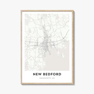 Kaart van New Bedford-poster, New Bedford-kaartcadeau, New Bedford-poster, stadsplattegrondkunstwerk voor thuis en op kantoor, Massachusetts