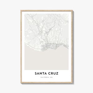 Map of Santa Cruz California Print, Santa Cruz Map Gift, Santa Cruz Poster, City Map Artwork for Home & Office,