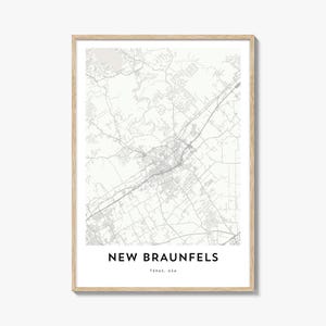 Karte von New Braunfels Print, New Braunfels Karte Geschenk, New Braunfels Poster, Stadt Karte Kunstwerk für Zuhause & für das Büro, Texas