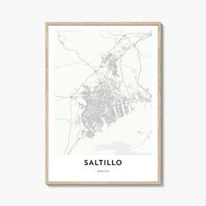 Saltillo Map Print: Modern City Map Artwork, Mexico
