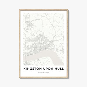 Impresión de mapa de Kingston Upon Hull, regalo de mapa de Kingston Upon Hull, póster de Kingston Upon Hull, obra de arte de mapa de la ciudad para el hogar y la oficina, Reino Unido