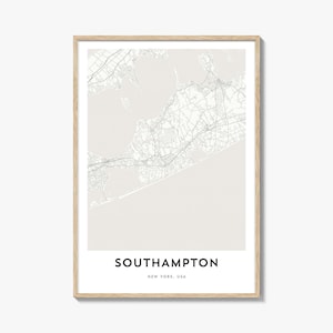 Map of Southampton New York Print, Southampton Map Gift, Southampton Poster, City Map Artwork for Home & Office,