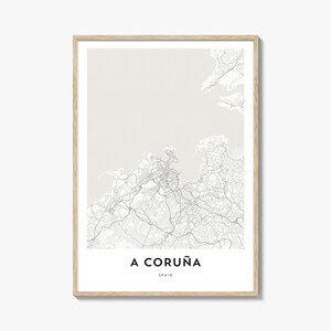 Karte von A Coruna Print, Ein Coruna Karte Geschenk, Ein Coruna Poster, Stadt Karte Kunstwerk für Zuhause, Spanien