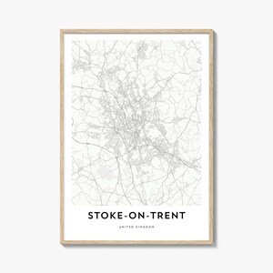 Impresión de mapa de Stoke-on-Trent, regalo de mapa de Stoke-on-Trent, póster de Stoke-on-Trent, obra de arte de mapa de la ciudad para el hogar y la oficina, Reino Unido