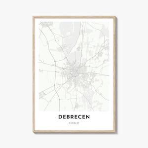 Kaart van Debrecen-print, Debrecen-kaartcadeau, Debrecen-poster, kunstwerk stadsplattegrond voor thuis en op kantoor, Hongarije
