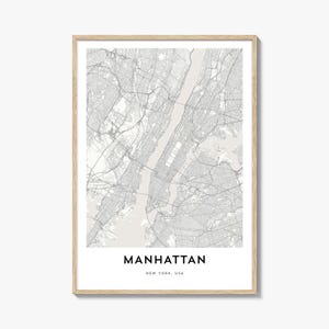 Impression de carte de Manhattan, cadeau carte de Manhattan, affiche de Manhattan, oeuvre d'art de plan de la ville pour la maison et le bureau, New York