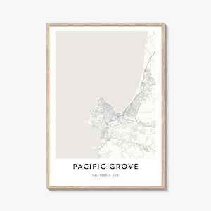 Pacific Grove Map Poster Print, Monterey Wall Art, California Decor, USA City Street Artwork